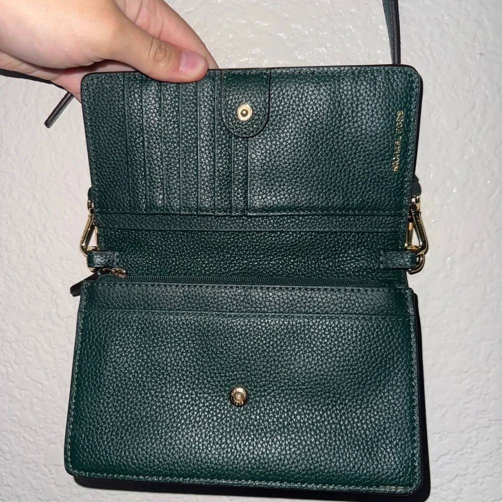 Michael Kors Pebbled Leather Convertible Crossbody Bag Green l Shoulder Purse